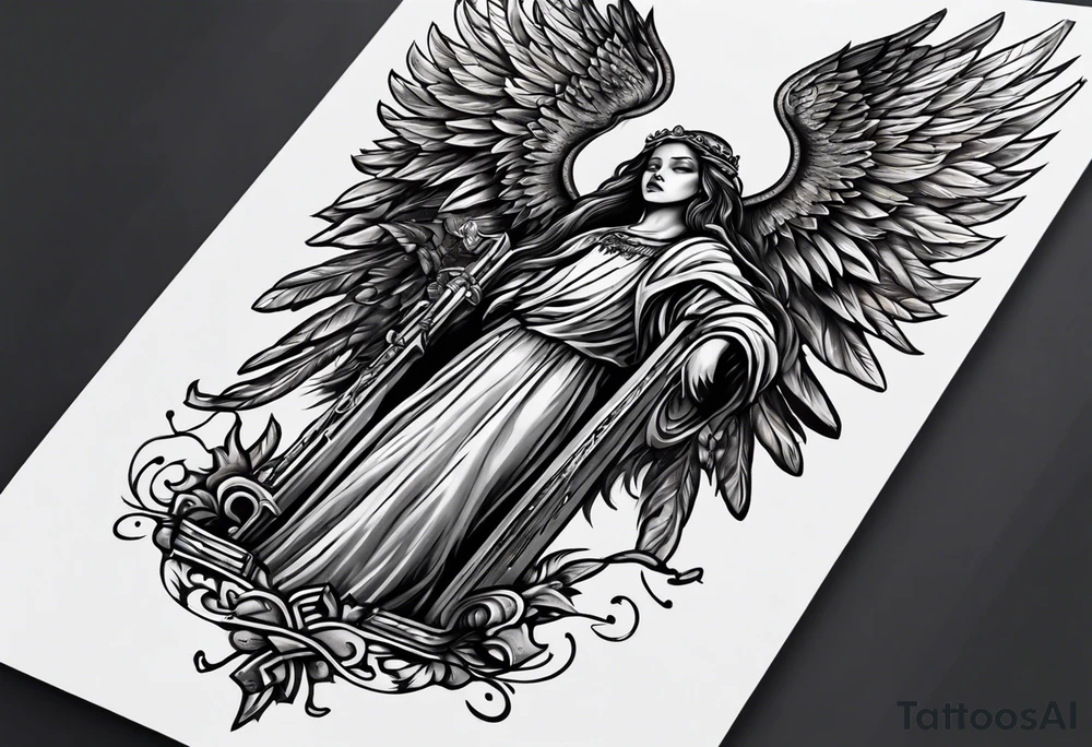 Kid looking up at the angel of death tattoo idea