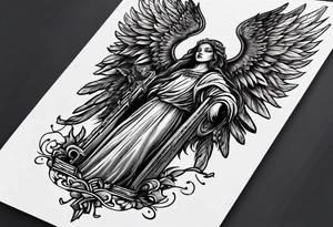 Kid looking up at the angel of death tattoo idea