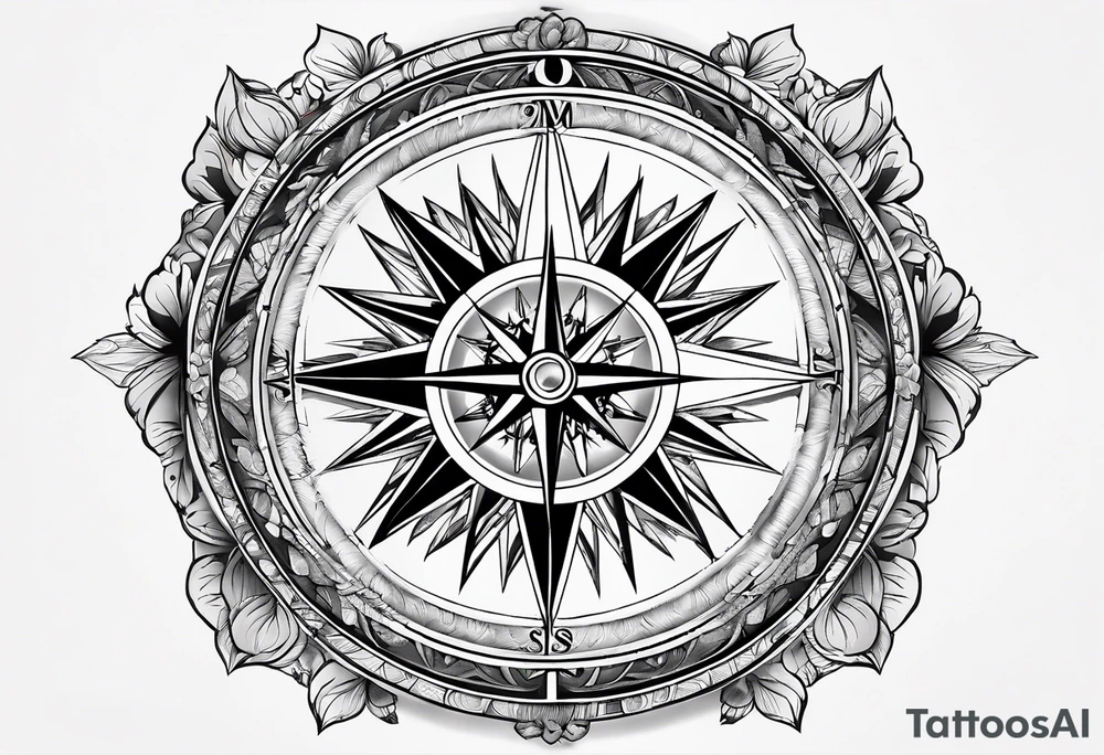 compass with colours tattoo idea