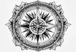 compass with colours tattoo idea