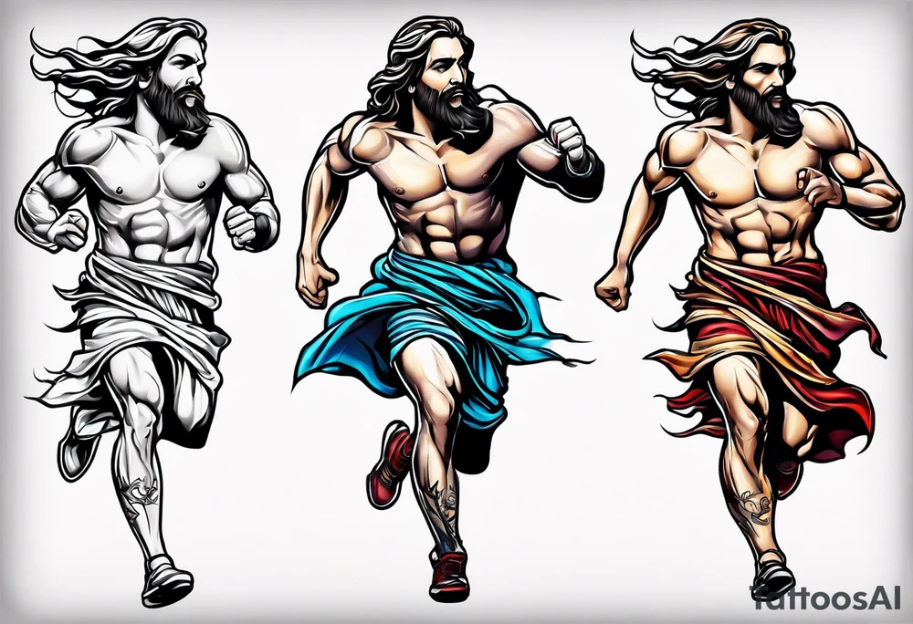 running after Jesus tattoo idea