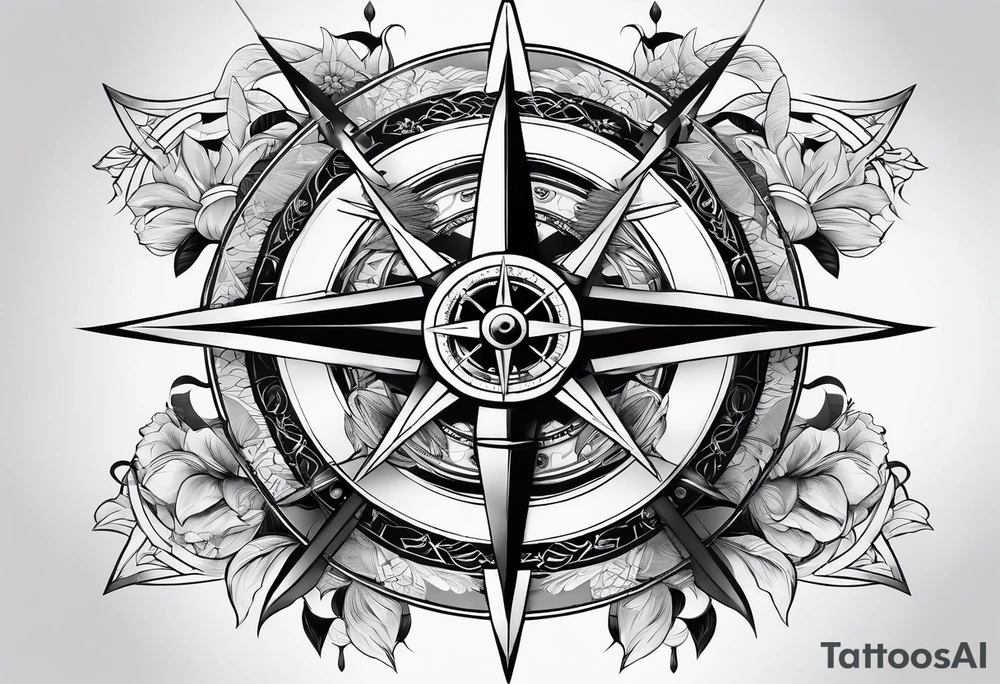 Compass for direction and guidance and samurai sword tattoo idea Compass for direction and guidance and samurai sword tattoo idea