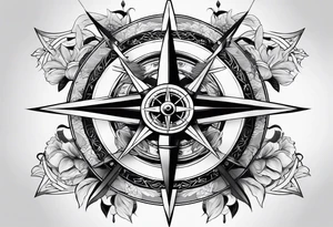 Compass for direction and guidance and samurai sword tattoo idea