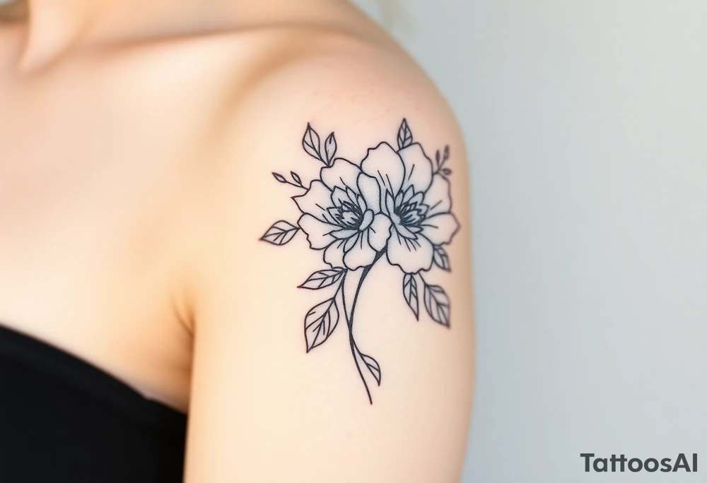 Rose and Chrysanthemum bouquet tattoo tattoo idea