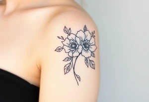 Rose and Chrysanthemum bouquet tattoo tattoo idea