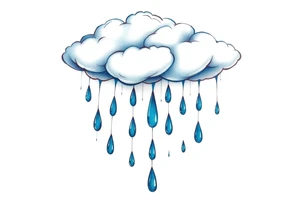 blue rain drops with cloud tattoo idea