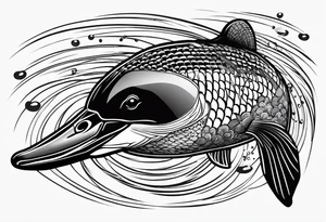 A loon diving with a fish in its mouth tattoo idea