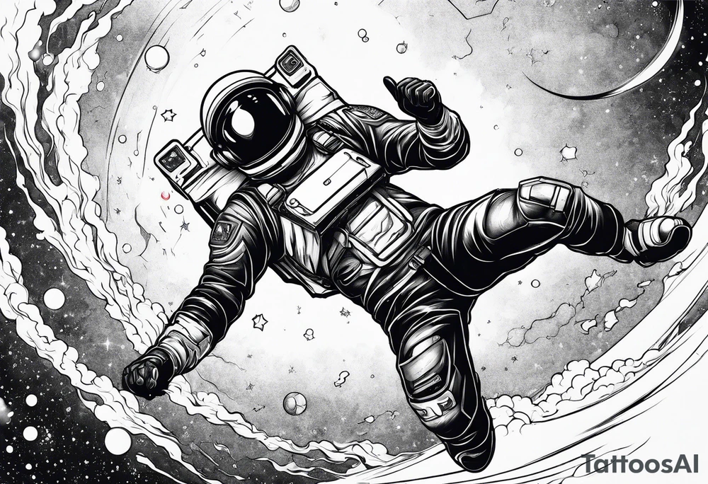 Man falling from space to earth tattoo idea