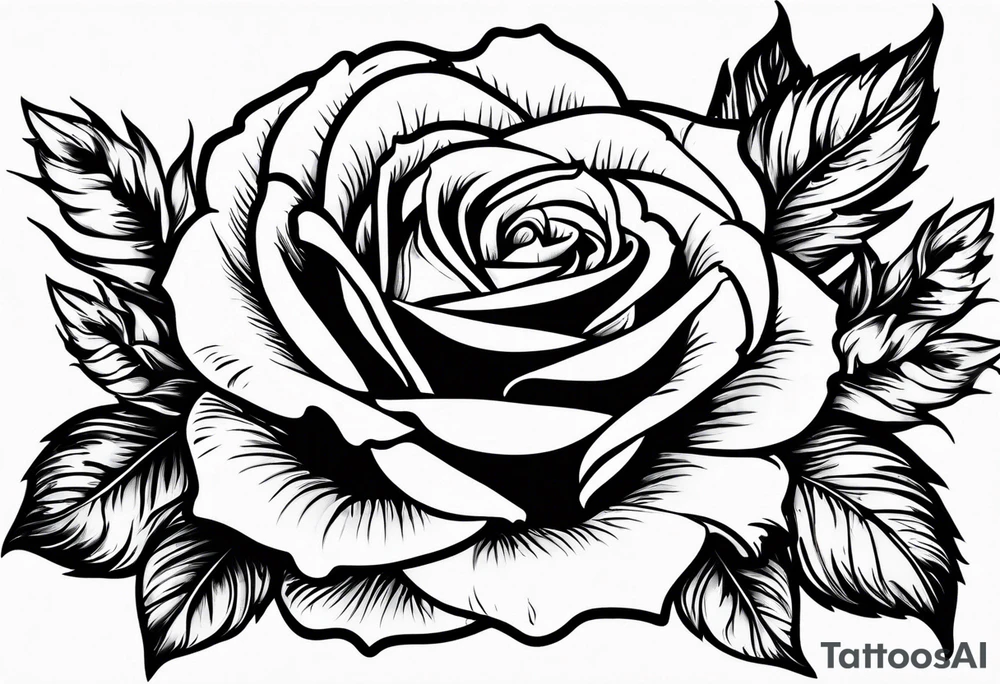 roses and daisies on fire tattoo idea