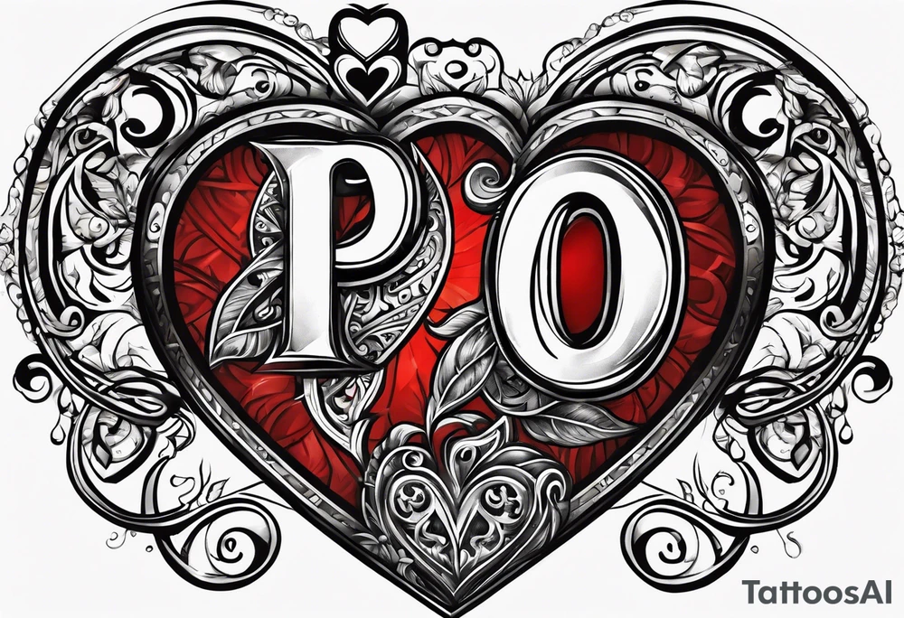 Heart made with letters p, s, and o tattoo idea