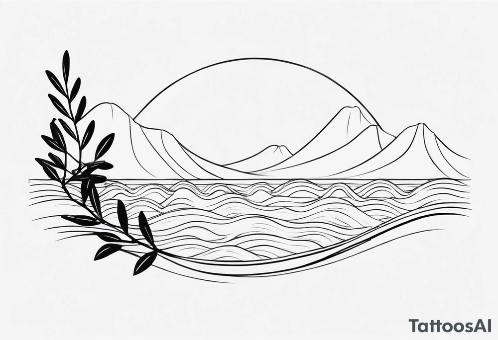 Olive branch around the waves tattoo idea