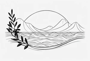 Olive branch around the waves tattoo idea