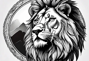 African continent shape with a detailed roaring lion face filling the inside tattoo idea