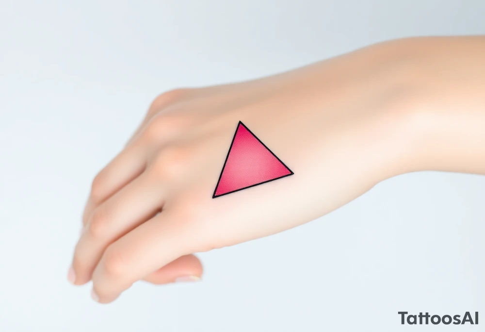A pink triangle (upsidedown), with very small black lining and upside down. Just the colour pink. No shapes. Just the colour pink in a gradient filling the triangle tattoo idea
