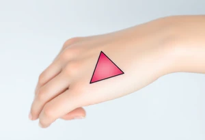 A pink triangle (upsidedown), with very small black lining and upside down. Just the colour pink. No shapes. Just the colour pink in a gradient filling the triangle tattoo idea