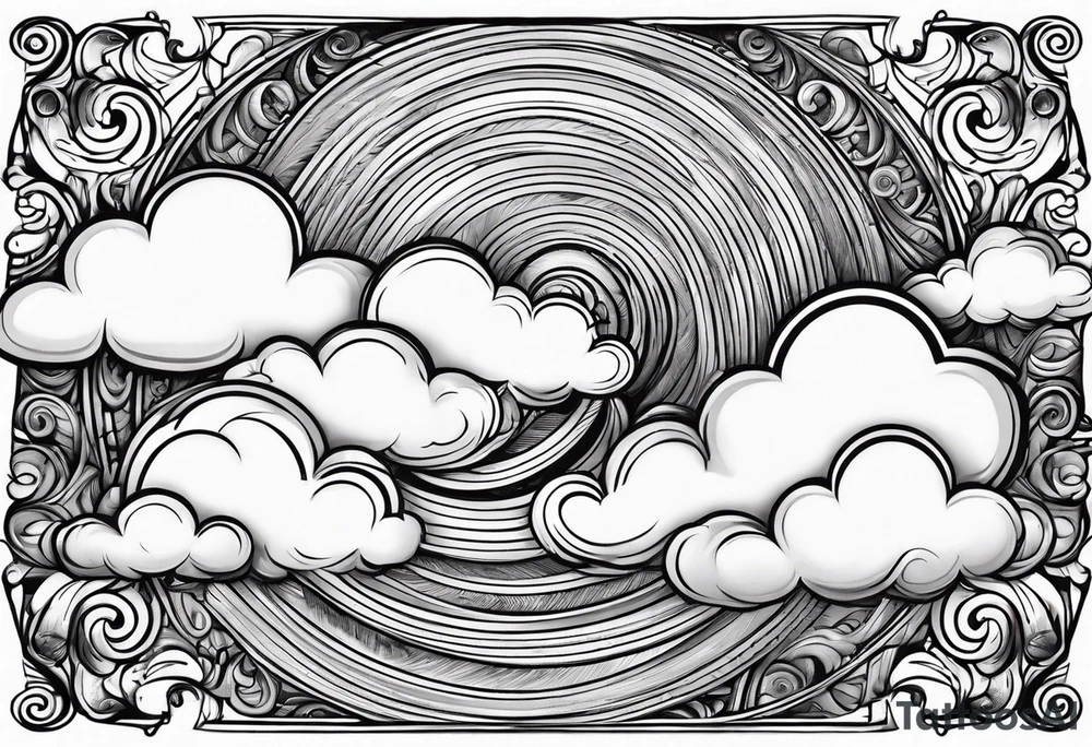 heaven clouds swirl vignette tattoo idea