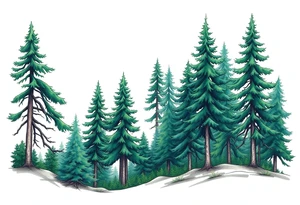 green trees forest tattoo idea