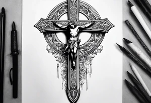 Sword and crucifix tattoo idea
