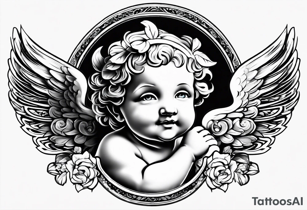 one putti with wings smiling tattoo idea