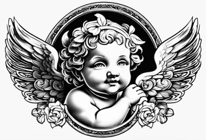 one putti with wings smiling tattoo idea