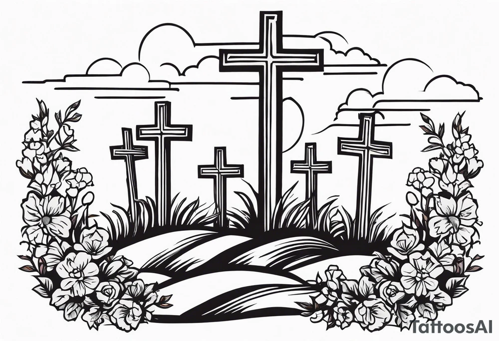 three crosses on hill


vintage flowers
old school vintage simple traditional design 



bold color simple tattoo idea
