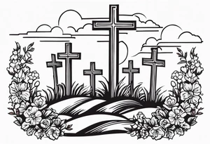 three crosses on hill


vintage flowers
old school vintage simple traditional design 



bold color simple tattoo idea