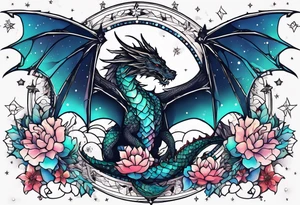 Constellation, wing , snow , cross , dragon japan kawaii tattoo idea