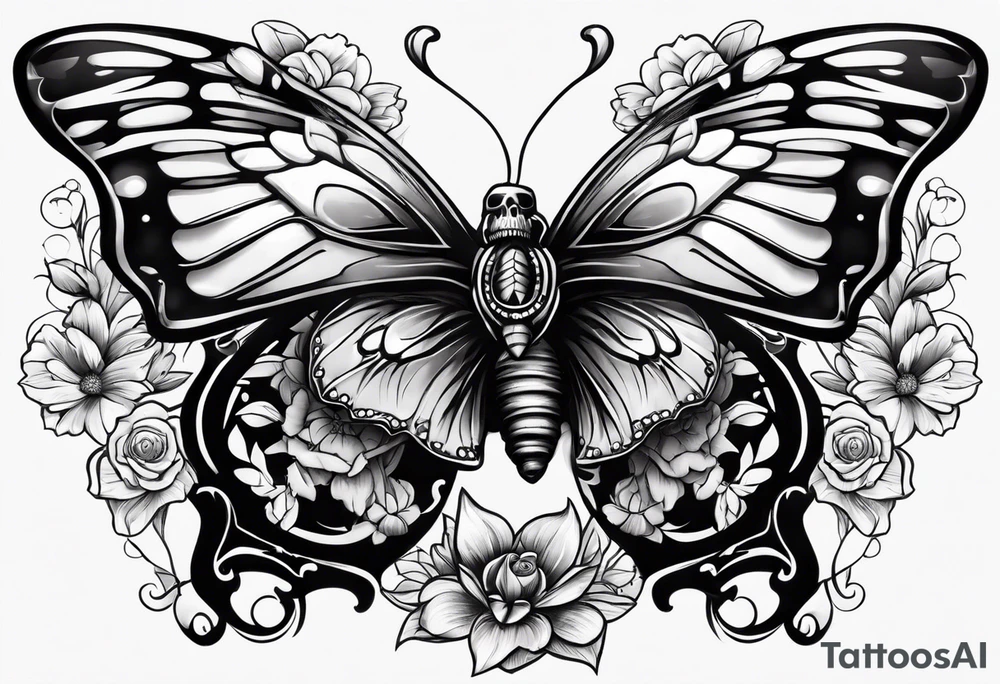 Butterfly with skull tattoo idea