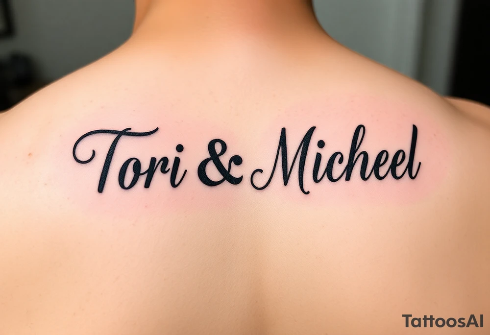 The names Tori and Michael in chinco tattoo idea