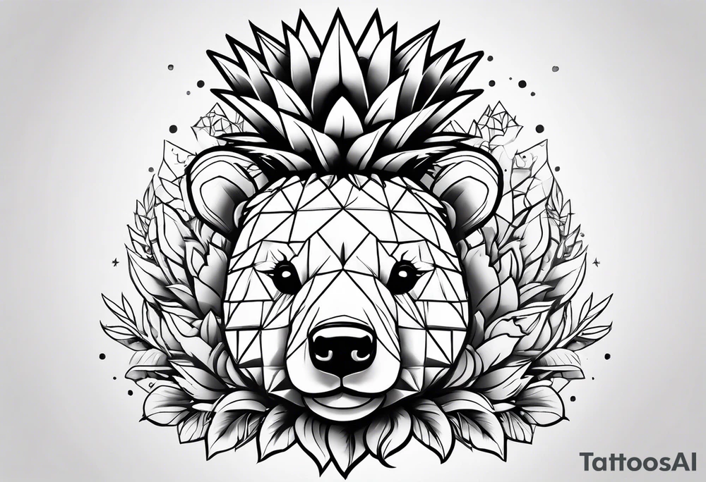Cute pineapple bear tattoo idea