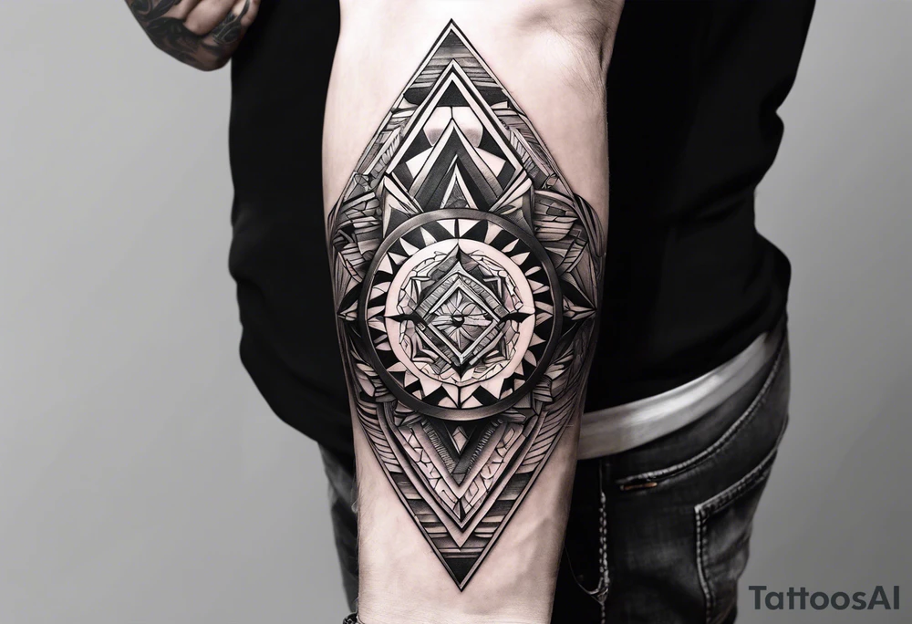 A full sleeve for the forearm with a geometric design tattoo idea