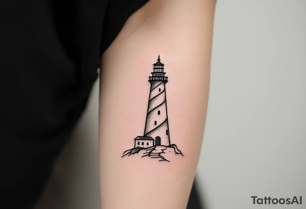 Lighthouse split in half tattoo idea