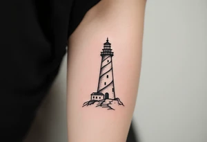 Lighthouse split in half tattoo idea