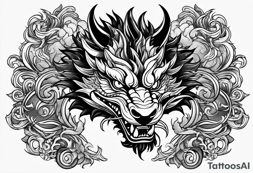 Animal Head ONLY: Chinese Dragon front facing tattoo idea