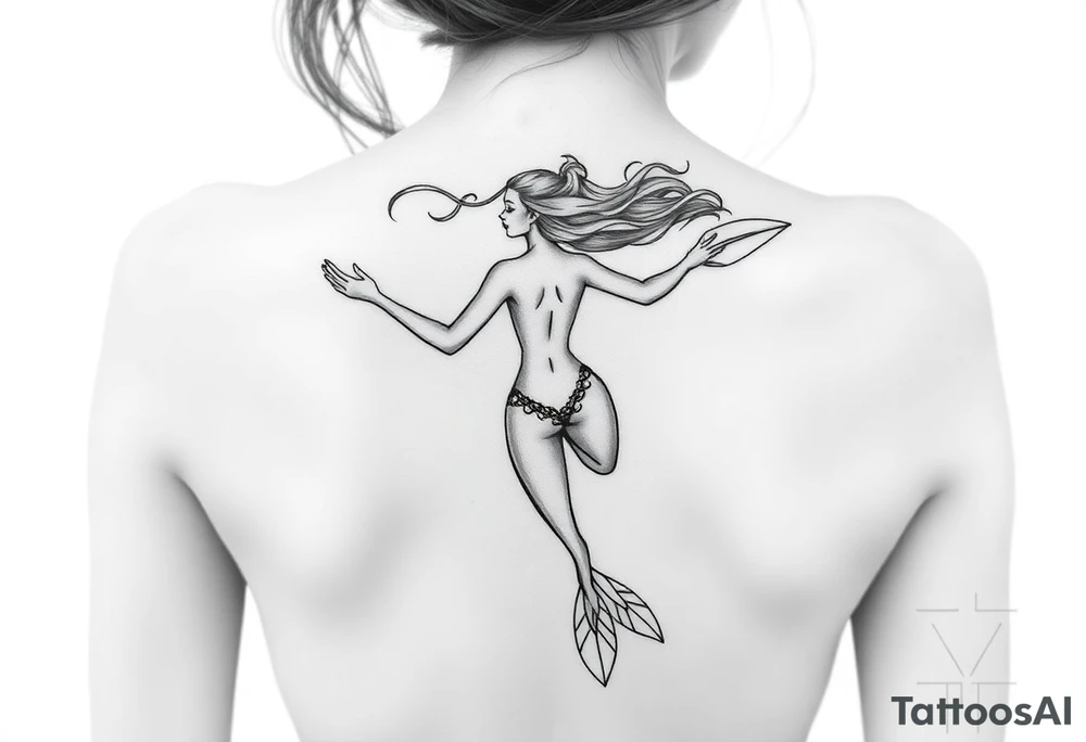 Freediving Woman with fins tattoo idea