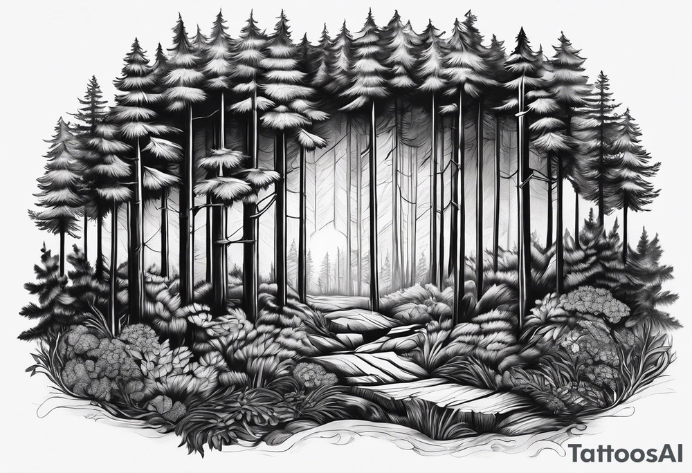 Woods inside a black band tattoo idea