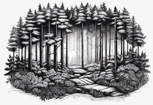 Woods inside a black band tattoo idea