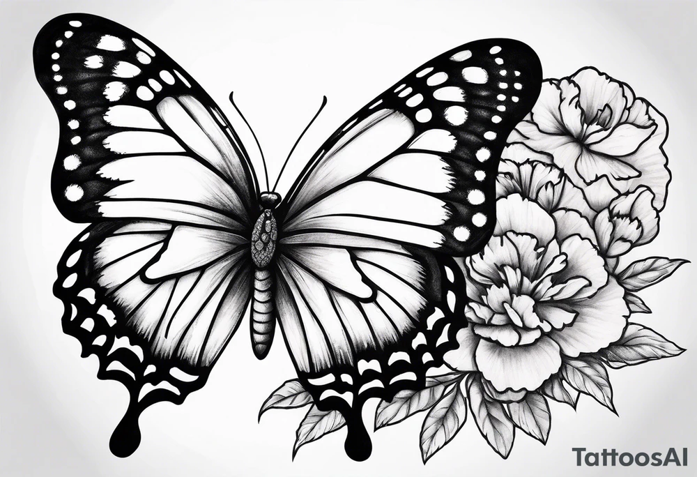 carnation moon butterfly tattoo idea