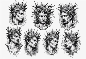 Bust of David with thorns tattoo idea