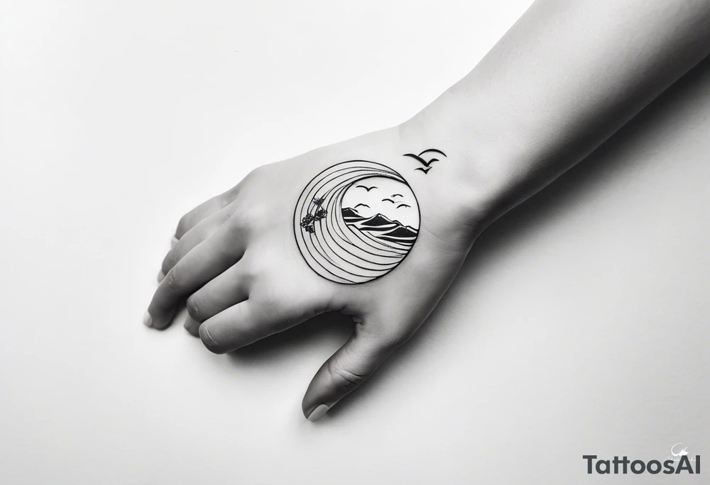 Ocean themed wrist tattoo with sea animals tattoo idea