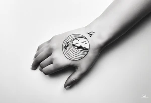 Ocean themed wrist tattoo with sea animals tattoo idea