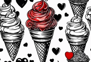 small ice cream cone with small red heart on it somewhere while representing Scotland tattoo idea