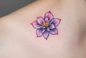 A semicolon integrated into a blooming flower, with soft watercolor petals in shades of purple and pink, symbolizing growth and overcoming struggles. tattoo idea