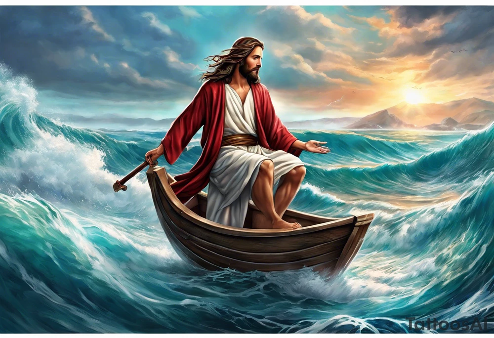 Jesus calming the sea tattoo idea