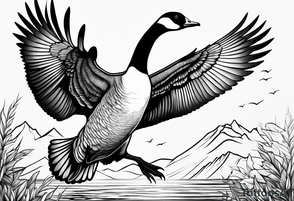 canadian goose taking off tattoo idea
