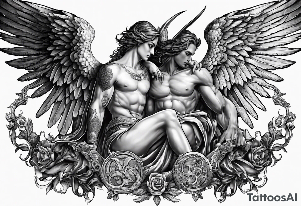 Angel vs Demon for all mankind tattoo idea