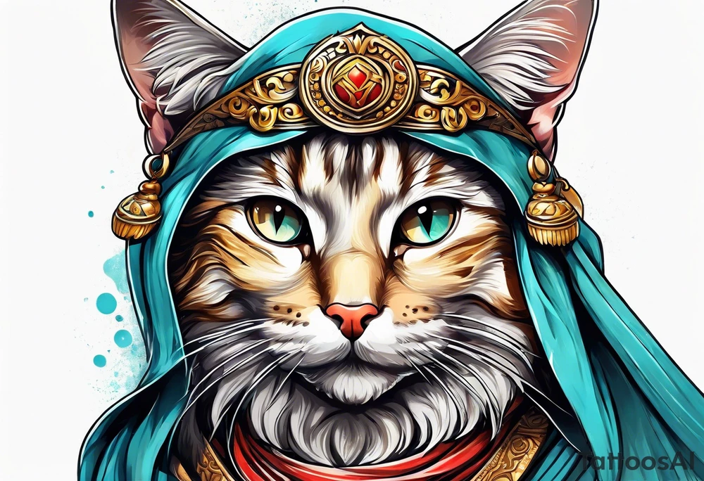 A cat dressed in a toga tattoo idea