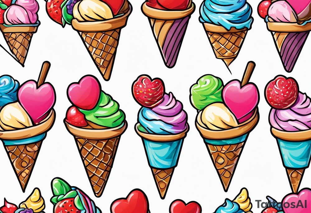 ice cream cone with small heart on it somewhere. tattoo idea