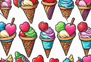 ice cream cone with small heart on it somewhere. tattoo idea