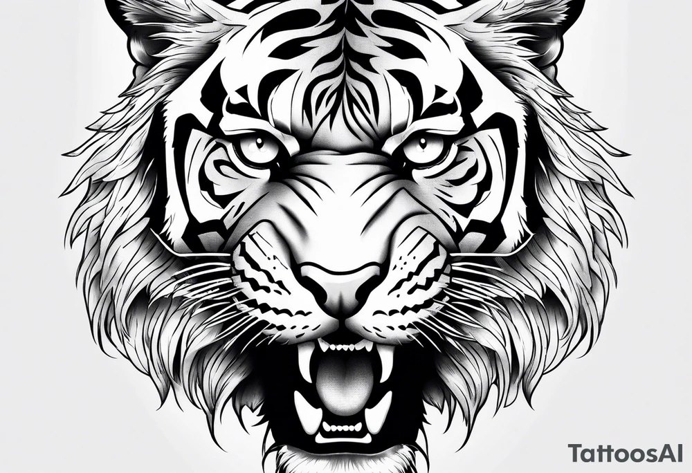 Tiger with owl eyes tattoo idea